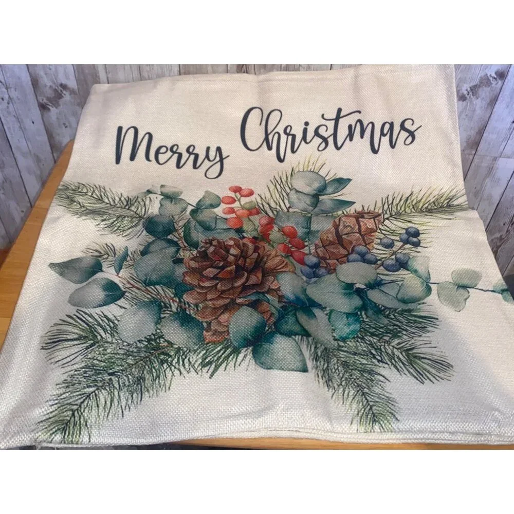 Set 4 Christmas Zipper Pillow Cover Cases Farmhouse Red Truck Reindeer 18